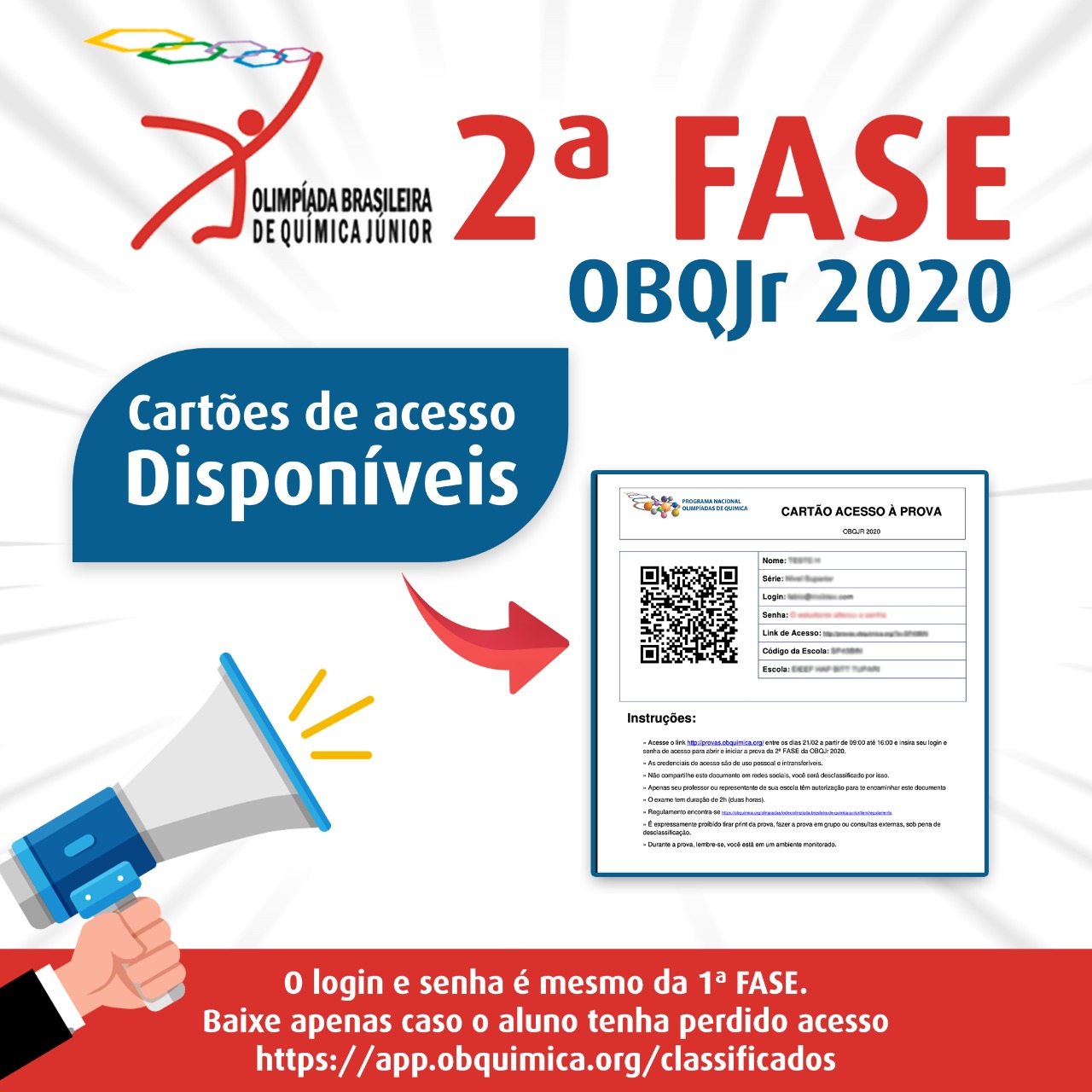 Classificados do DF para a Fase II da OBQJr 2020